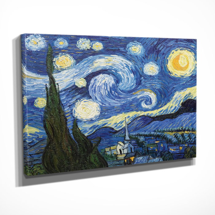 Wallity Lienzo Decorativo La noche estrellada de Vincent van Gogh 30 x 40 cm